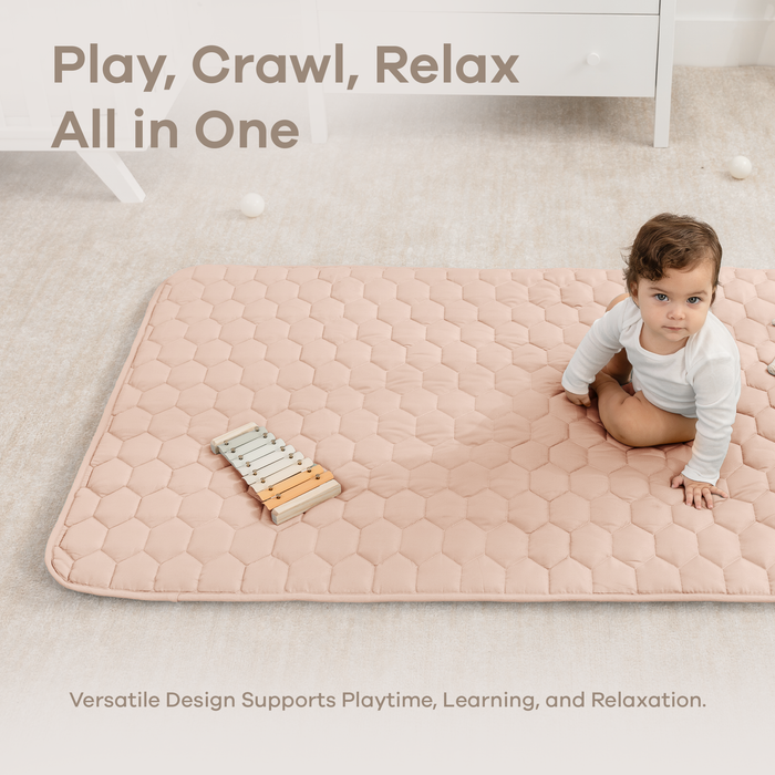 Play Mat with Non-Slip Bottom - Blush Comfy Cubs