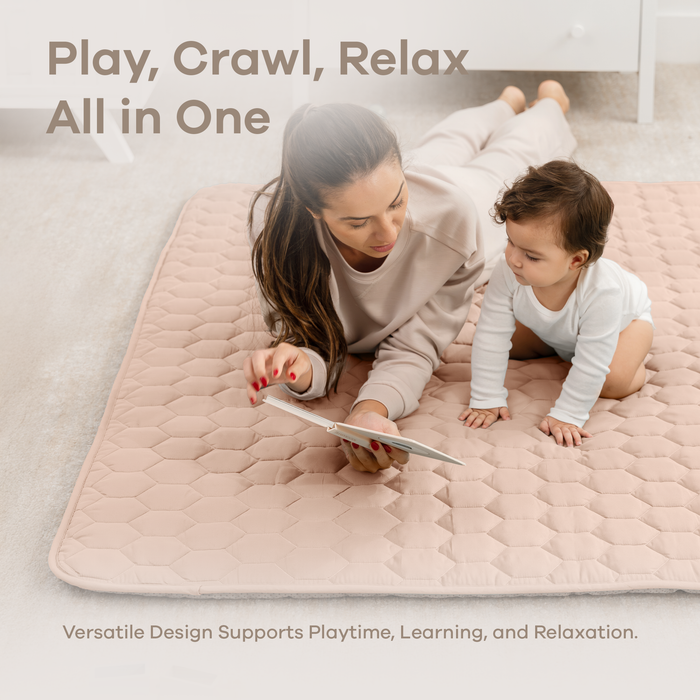 Play Mat with Non-Slip Bottom - Blush Comfy Cubs