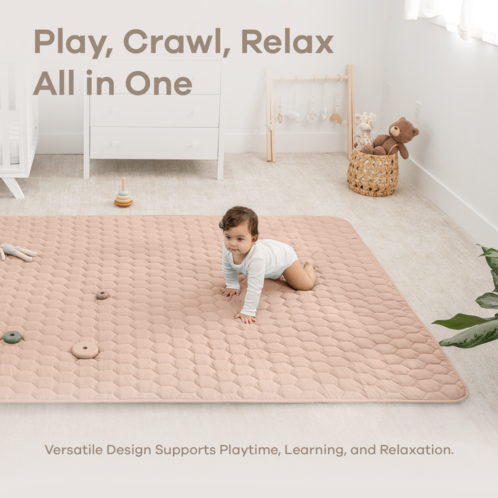 Play Mat with Non-Slip Bottom - Blush Comfy Cubs