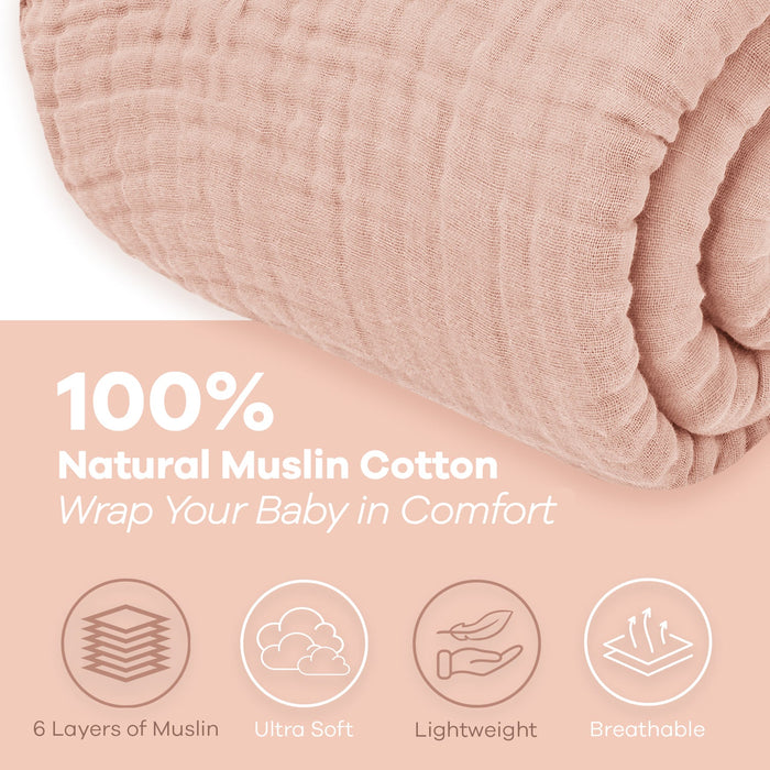 Adult Muslin Blanket by Comfy Cubs in Blush Muslin Comfy Cubs