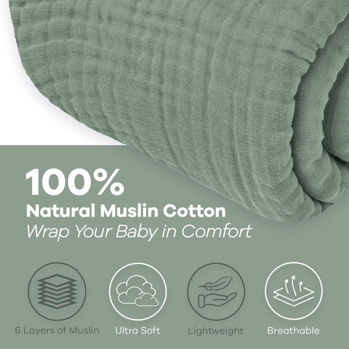 Adult Muslin Blanket by Comfy Cubs in Fern Muslin Comfy Cubs