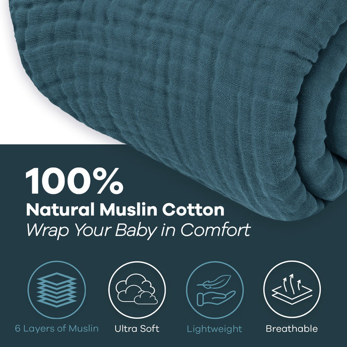 Adult Muslin Blanket by Comfy Cubs in Neptune Muslin Comfy Cubs
