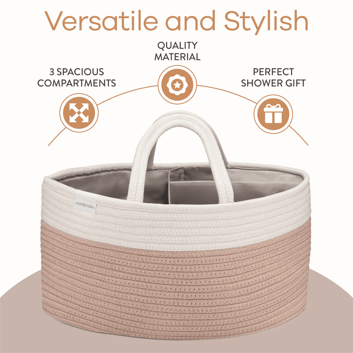 Rope Diaper Caddy by Comfy Cubs - Blush Diaper Caddy Comfy Cubs