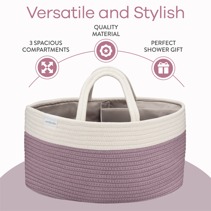 Rope Diaper Caddy by Comfy Cubs - Mauve Diaper Caddy Comfy Cubs