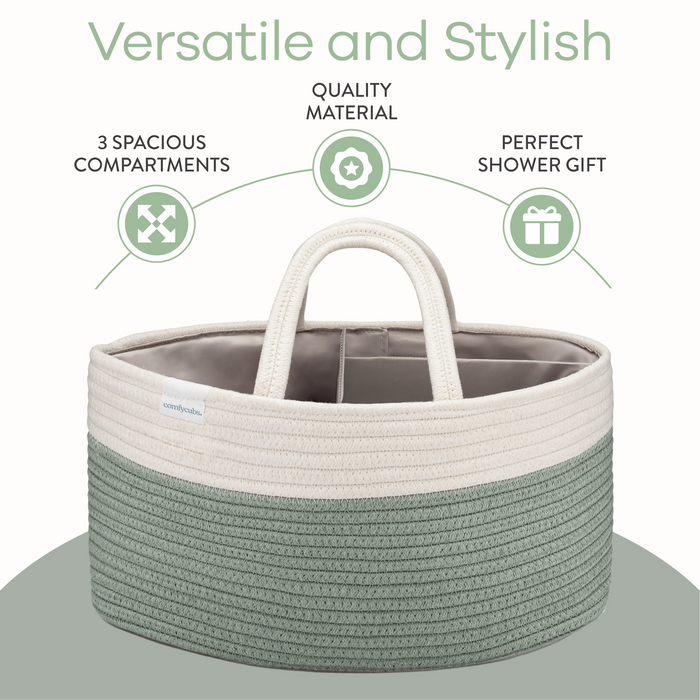 Rope Diaper Caddy by Comfy Cubs - Sage Diaper Caddy Comfy Cubs