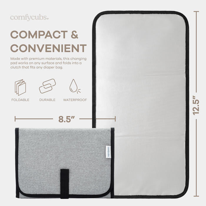 Compact Changing Pad by Comfy Cubs - Solid Grey Compact Changing Pads Comfy Cubs