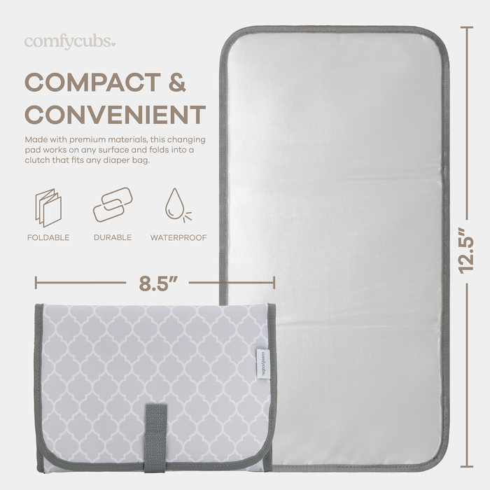 Compact Changing Pad by Comfy Cubs - Grey Pattern Compact Changing Pads Comfy Cubs