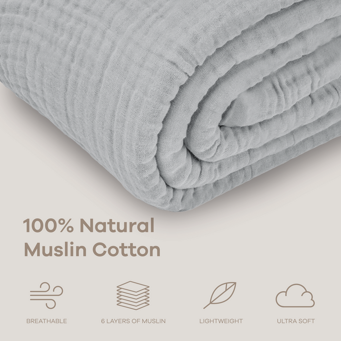 Adult Muslin Blanket in Heather Blue Muslin Comfy Cubs