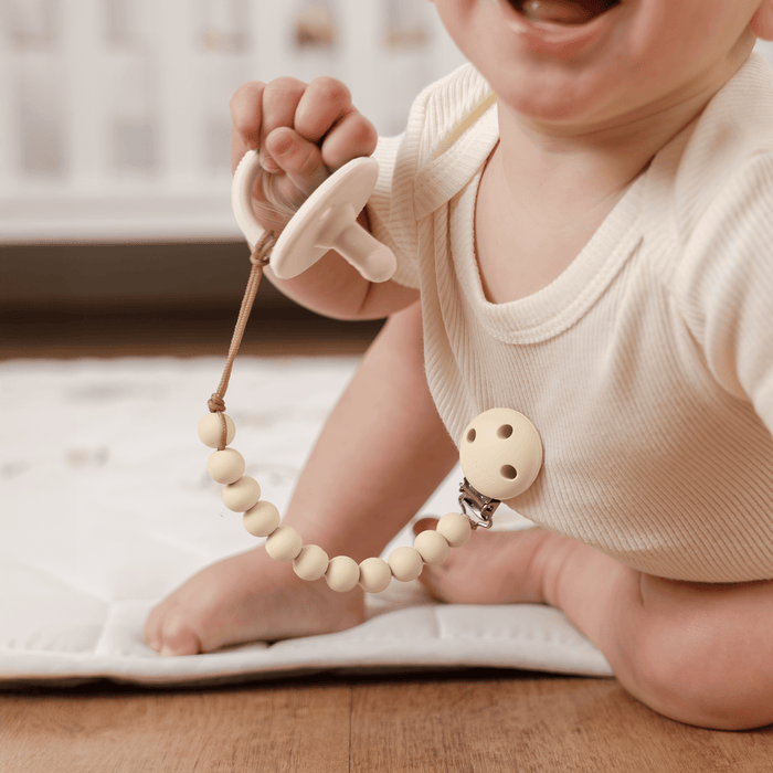 Pacifier Clips, 2 Pack by Comfy Cubs - Beige & Light Beige Pacifier Clips & Holders Comfy Cubs
