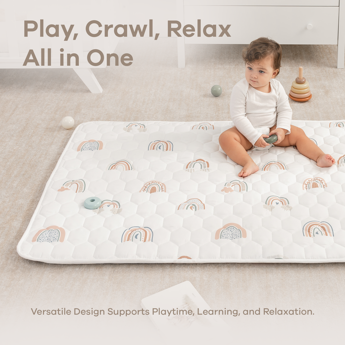 Play Mat with Non-Slip Bottom - Rainbow Comfy Cubs