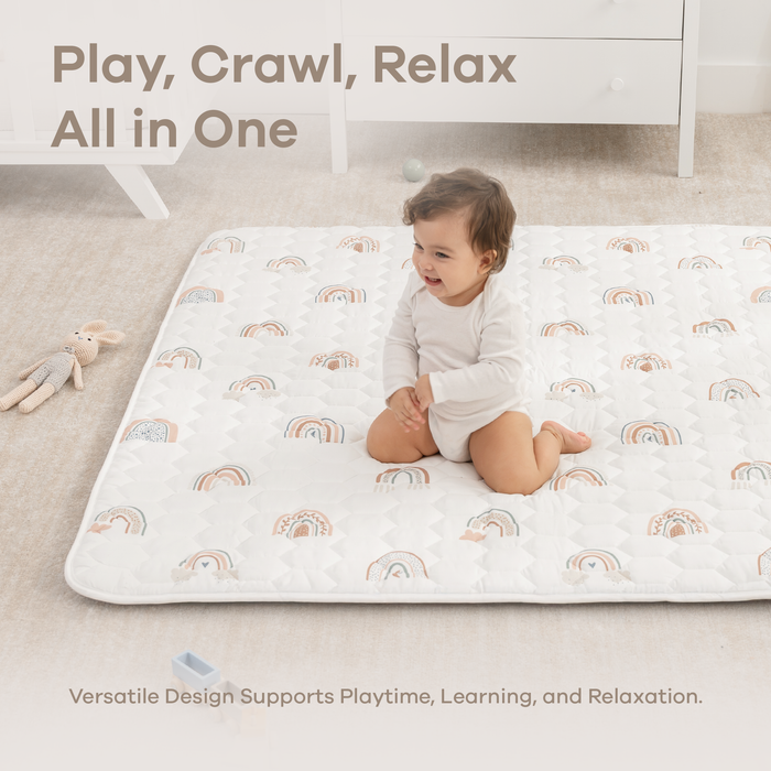 Play Mat with Non-Slip Bottom - Rainbow Comfy Cubs