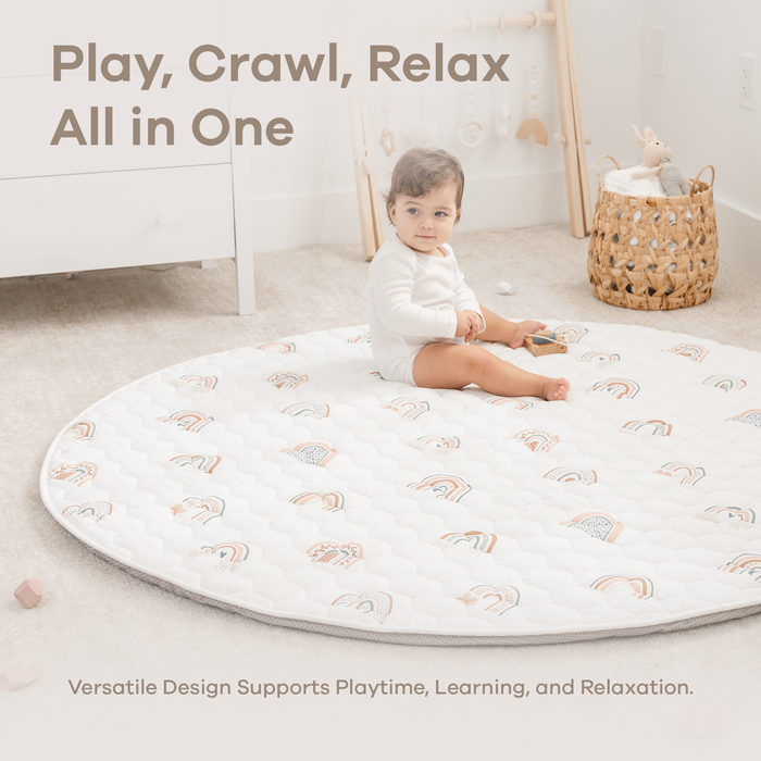 Play Mat with Non-Slip Bottom - Rainbow Comfy Cubs