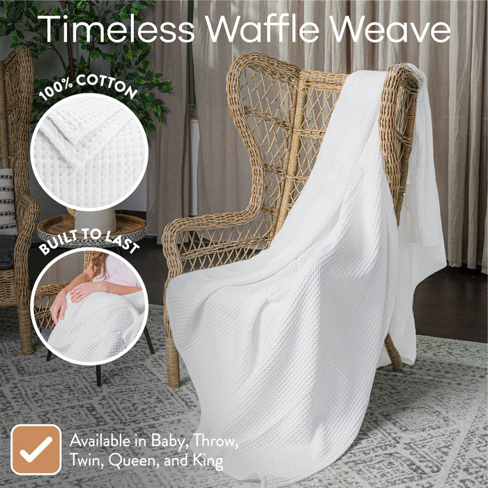 Adult Waffle Blankets by Comfy Cubs in White Waffle Comfy Cubs