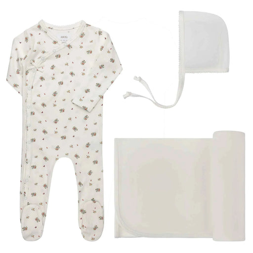 AURORA CLASSICS BABY GIRL LAYETTE SET/TAKE ME HOME SET JERSEY COTTON FLORAL PRINT COLLECTION IVORY PINK TAKE ME HOME SET AURORA