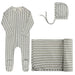 AURORA CLASSICS BABY LAYETTE SET/TAKE ME HOME SET COTTON RIB LINEAR LEAF COLLECTION IVORY BLUE TAKE ME HOME SET AURORA