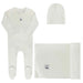 AURORA CLASSICS BABY GIRL LAYETTE SET/TAKE ME HOME SET POINTELLE BOW PRINT COLLECTION IVORY LILAC TAKE ME HOME SET AURORA