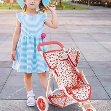THE NEW YORK DOLL COLLECTION  DOLL JOGGING STROLLER -  FLORAL