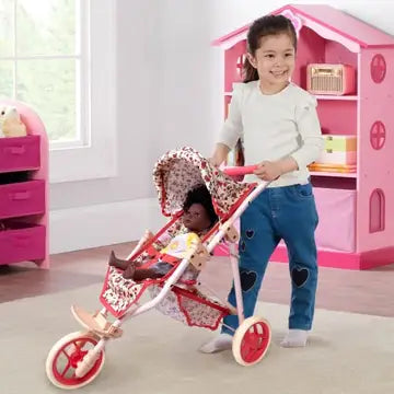 THE NEW YORK DOLL COLLECTION  DOLL JOGGING STROLLER -  FLORAL
