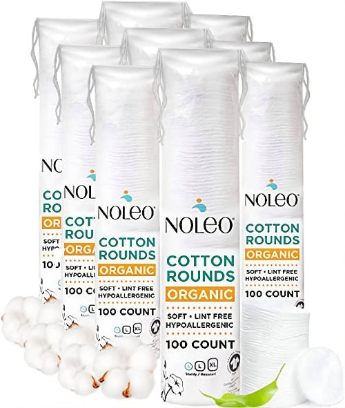 NOLEO Organic Cotton Rounds - Small 2" 9 Pack (900x) M4A