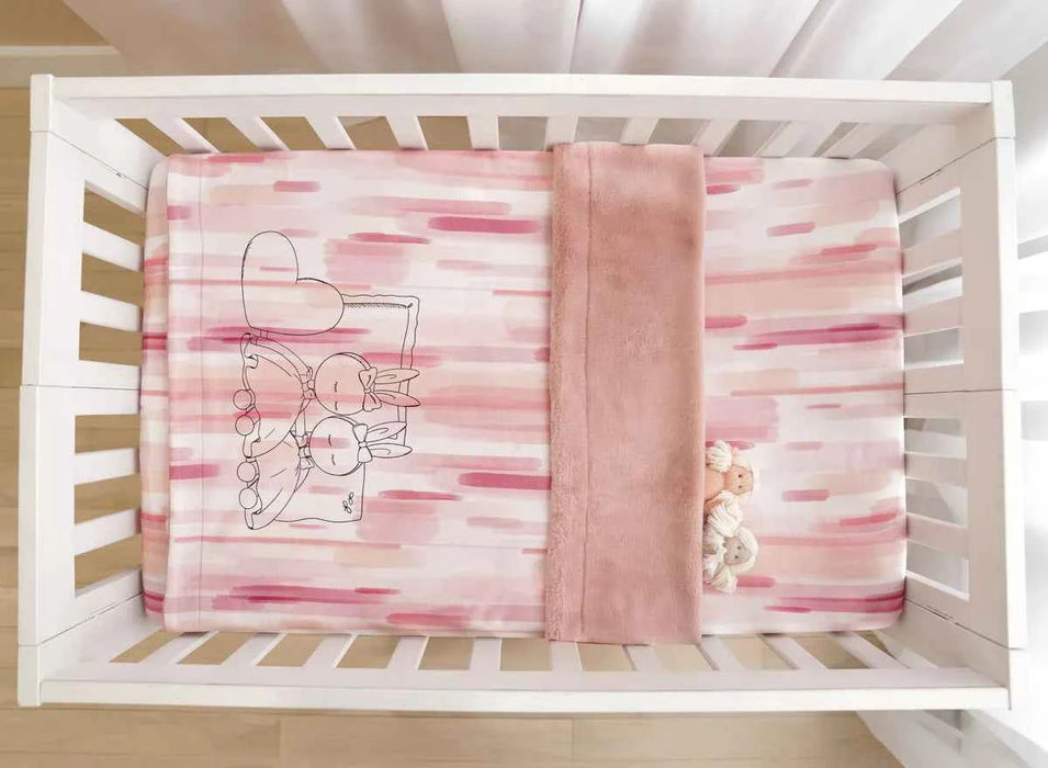HIBERNATE BABY - PORTABLE MINI-CRIB SET (24"X38") . BUNNY - PINK CRIB SET HIBERNATE BABY