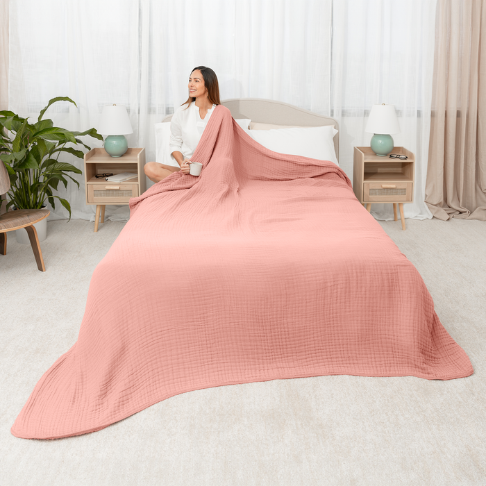 Adult Muslin Blanket in Bold Blush Muslin Comfy Cubs