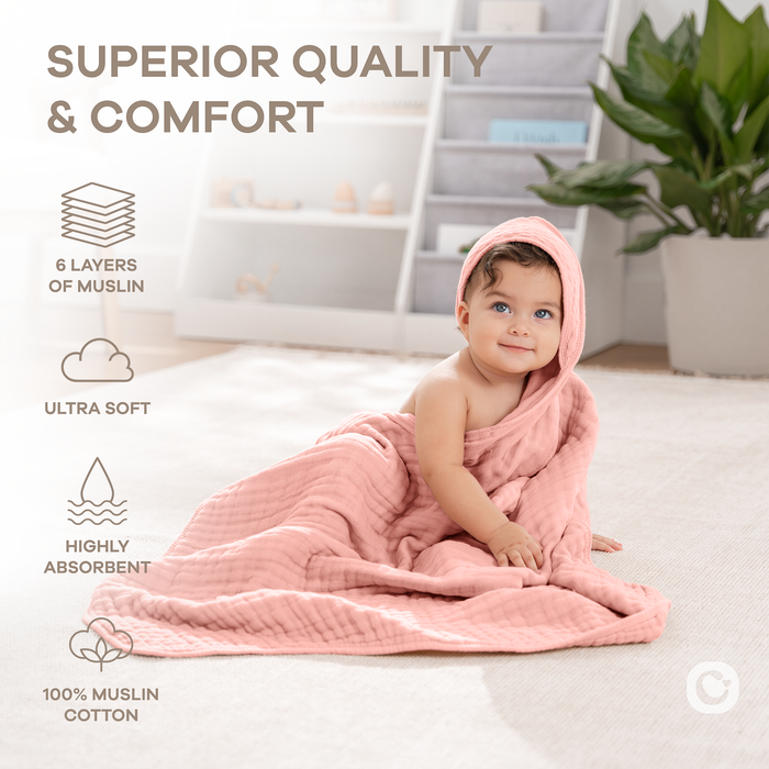 Baby Hooded Towels in Bold Blush Hooded Towels Comfy Cubs