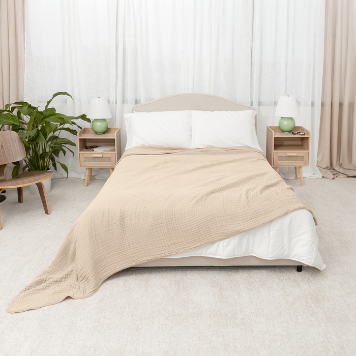 Adult Muslin Blanket by Comfy Cubs in Sand Muslin Comfy Cubs