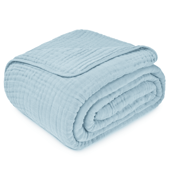 Adult Muslin Blanket by Comfy Cubs in Sky Blue Muslin Comfy Cubs