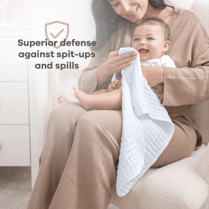 Muslin Burp Cloths by Comfy Cubs - White Muslin Burp Cloths Comfy Cubs