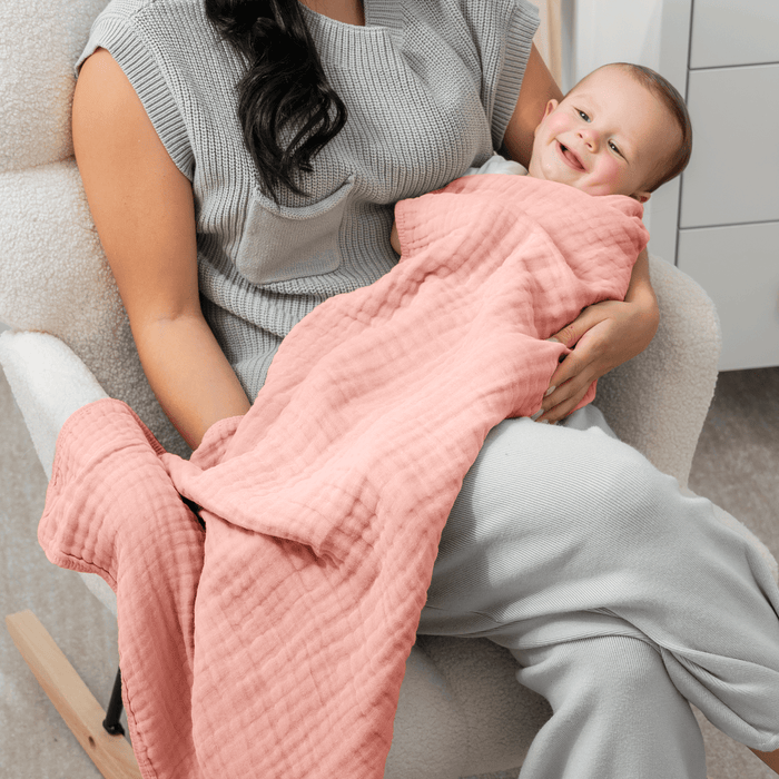 Baby Muslin Blanket in Bold Blush Muslin Comfy Cubs