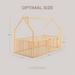 Kids House Gated Floor Bed Twin Size for Children Aged 5+, Natural Wood Kids Gated Floor Bed Comfy Cubs