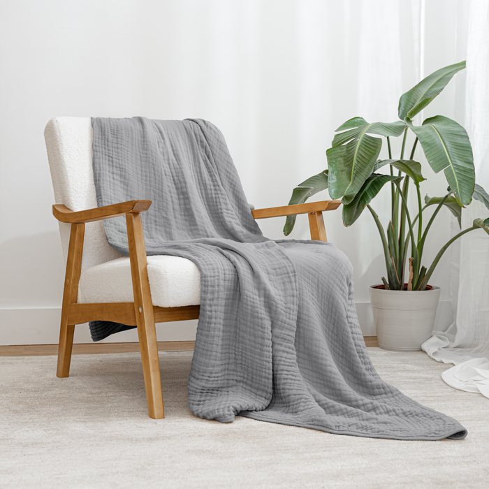 Adult Muslin Blanket in Heather Blue Muslin Comfy Cubs
