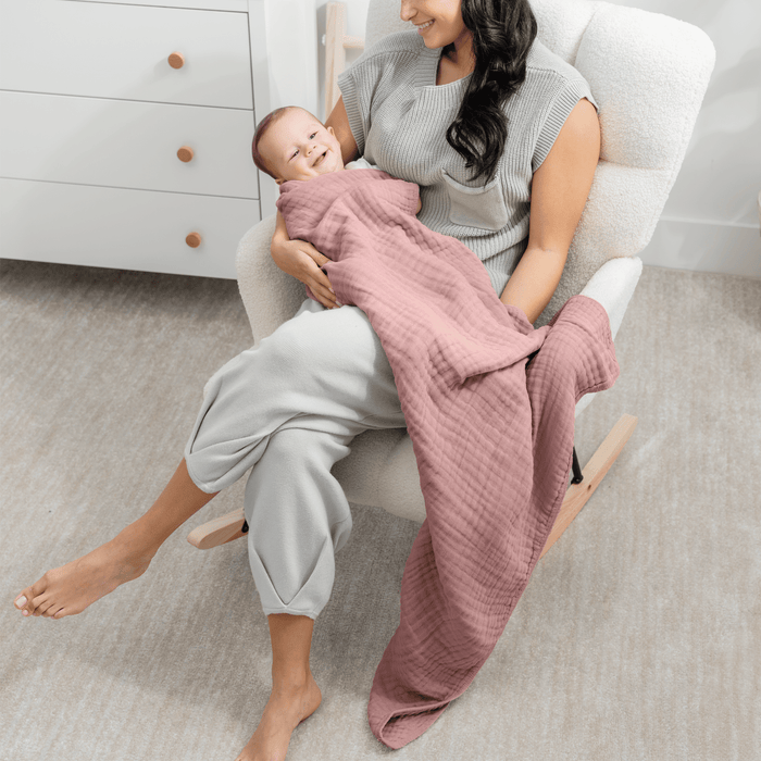 Baby Muslin Blanket by Comfy Cubs in Mauve Muslin Comfy Cubs