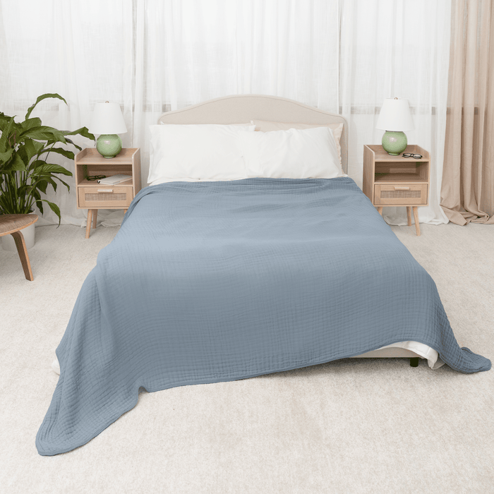 Adult Muslin Blanket by Comfy Cubs in Pacific Blue Muslin Comfy Cubs