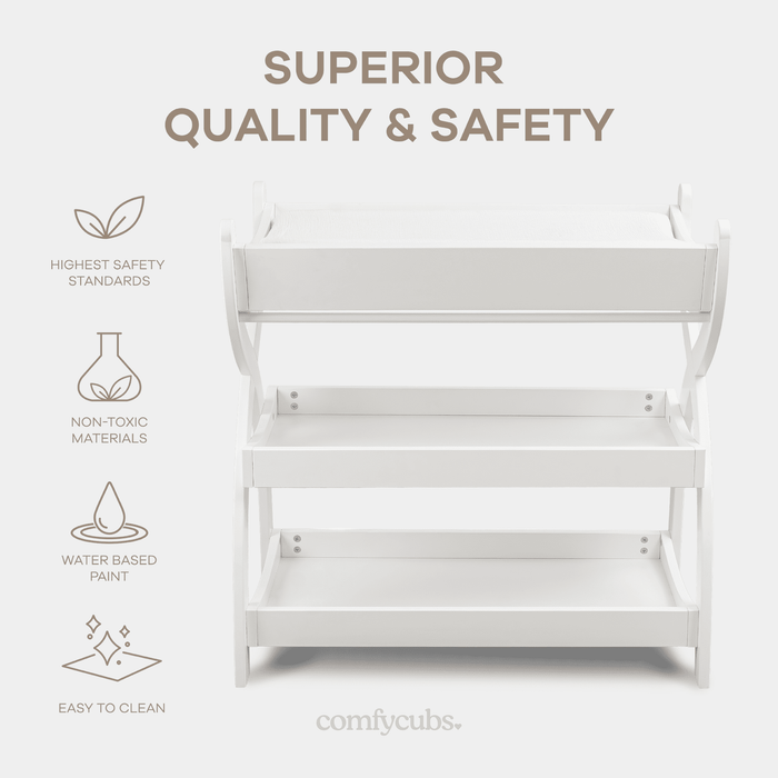 Baby Changing Table by Comfy Cubs - White Changing Table Comfy Cubs