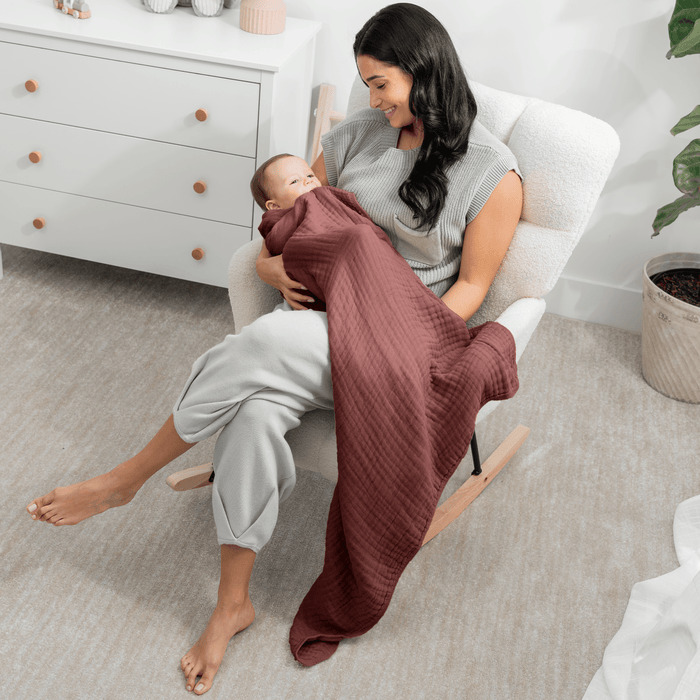 Baby Muslin Blanket by Comfy Cubs in Wine Muslin Comfy Cubs