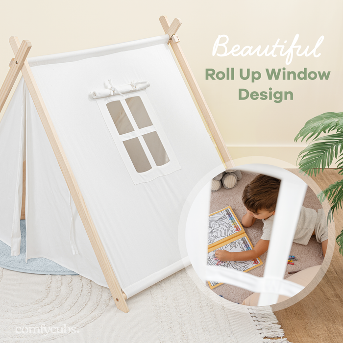 Kids Indoor Play Tent by Comfy Cubs - Natural Wood Comfy Cubs