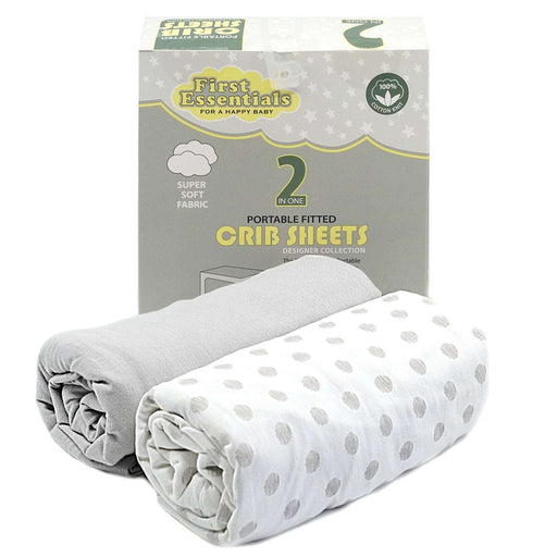 2PK CRIB SHEET LIGHT GREY