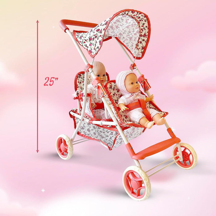 THE NEW YORK DOLL COLLECTION  BABY DOLL STROLLER -  FLORAL