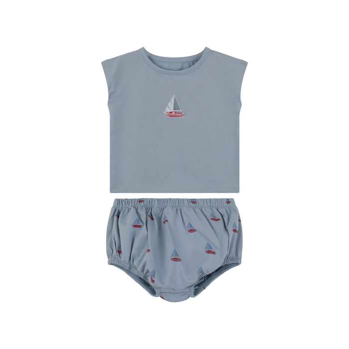 Cherry/ Boat short 2 piece set Blue Boat Tricot Bebe