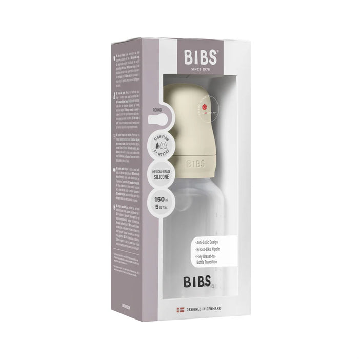 BIBS BABY BOTTLE SILICONE, 5OZ - SLOW FLOW . IVORY BABY BOTTLE BIBS