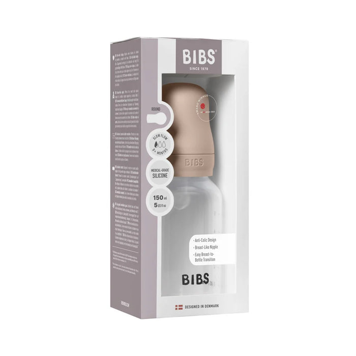 BIBS BABY BOTTLE SILICONE, 5OZ - SLOW FLOW . BLUSH BABY BOTTLE BIBS