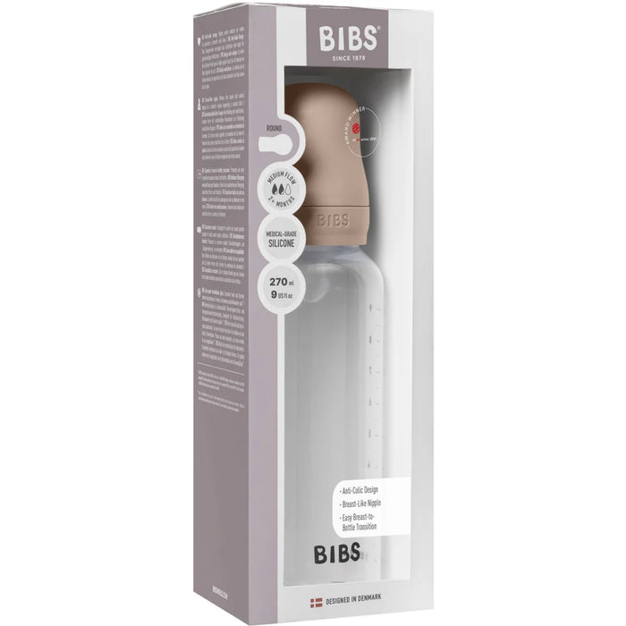 BIBS BABY BOTTLE SILICONE, 9OZ - MEDIUM FLOW . BLUSH BABY BOTTLE BIBS