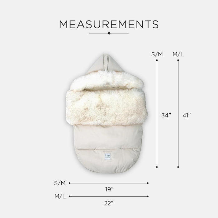 7AM ENFANT UNIVERSAL STROLLER FOOTMUFF - TUNDRAPOD WHITE FUR & BEIGE HEATHER BUNTING 7 A.M.