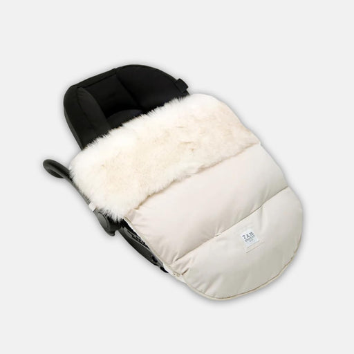 7AM ENFANT UNIVERSAL STROLLER FOOTMUFF - TUNDRAPOD WHITE FUR & BEIGE HEATHER BUNTING 7 A.M.