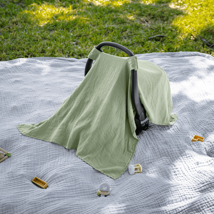 Baby Car Seat Cover by Comfy Cubs - Sage Car Seat Cover Comfy Cubs