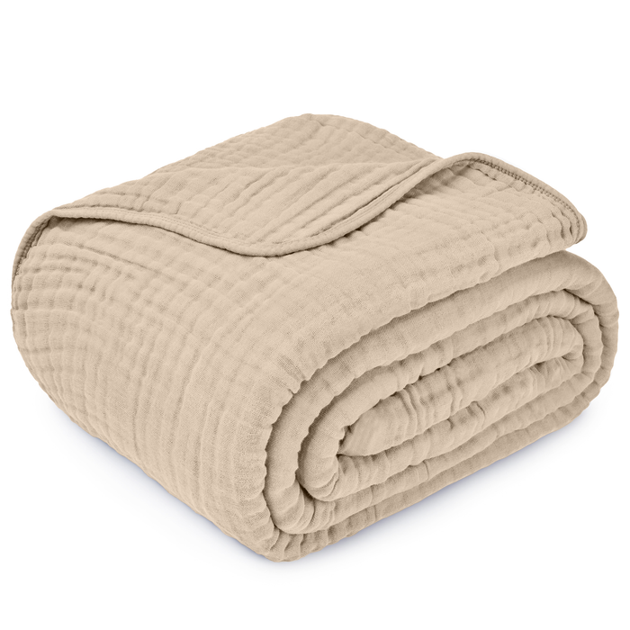 Adult Muslin Blanket by Comfy Cubs in Sand Muslin Comfy Cubs