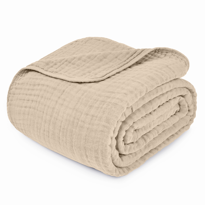 Adult Muslin Blanket by Comfy Cubs in Sand Muslin Comfy Cubs