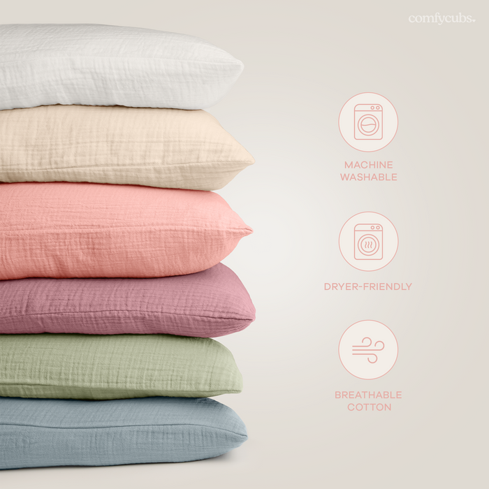 Toddler Pillows with Soft Muslin Pillow Case by Comfy Cubs - Pacific Blue Comfy Cubs