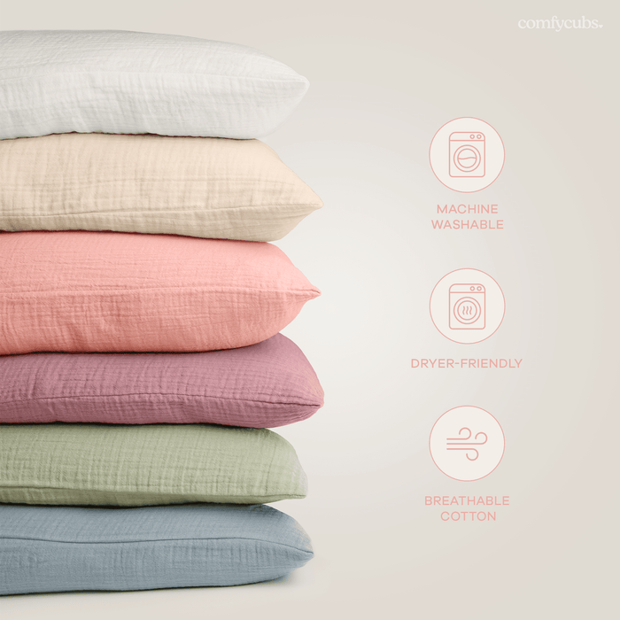 Toddler Pillows with Soft Muslin Pillow Case by Comfy Cubs - Cream Comfy Cubs
